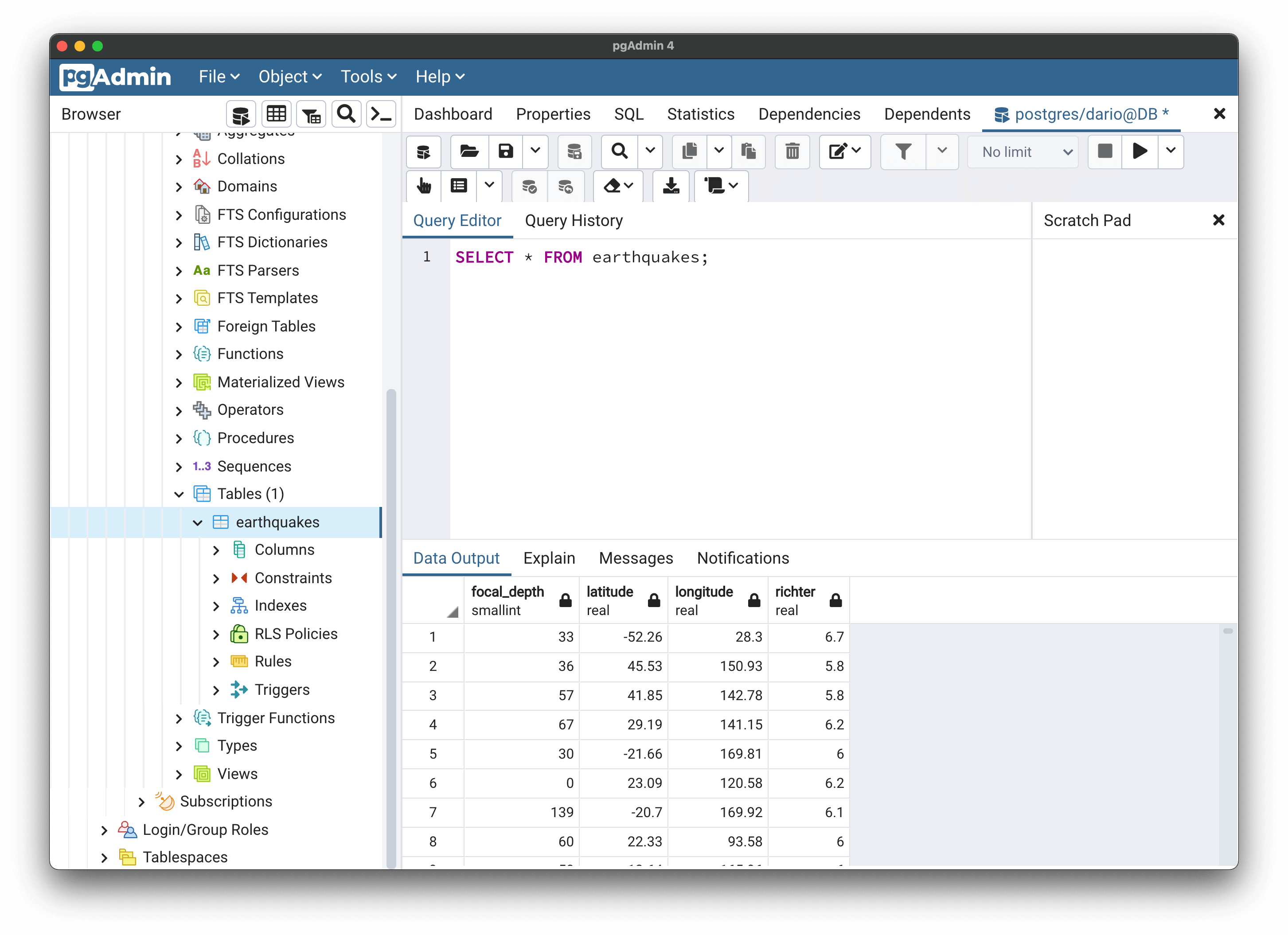 Image 6 - Checking if import to Postgres database was successful